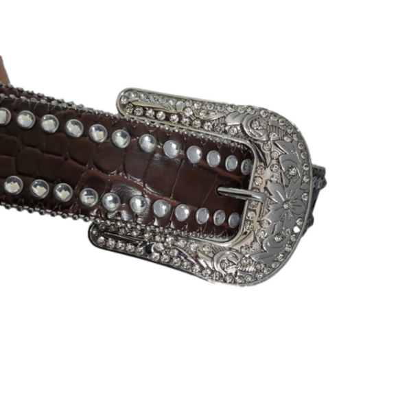 Nocona Rhinestone Leather Belt Size 24 - Picture 11 of 12